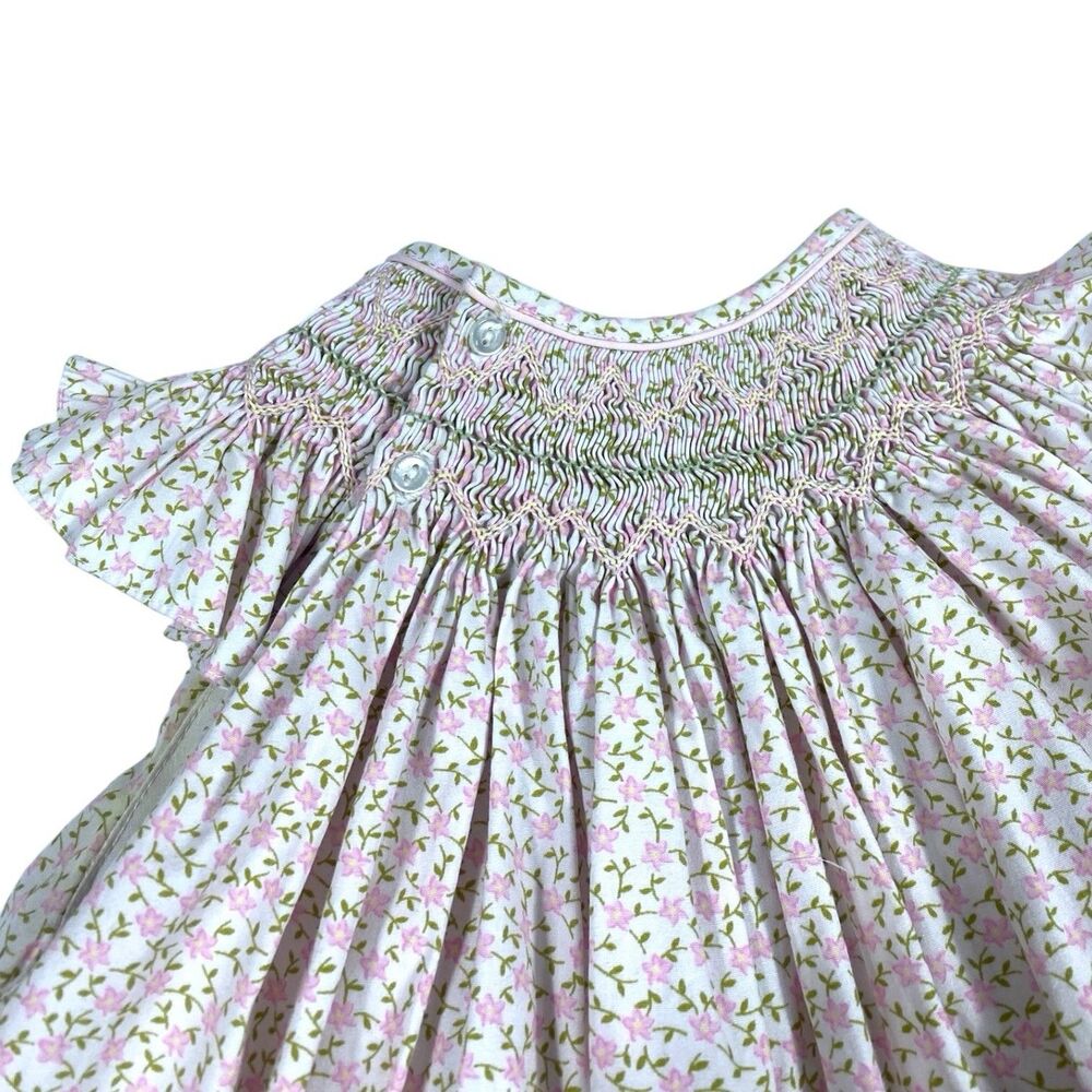 Petit Ami Pink Smocked Heirloom Bishop Dress Embroidered Floral 3T Classic Party - Picture 6 of 10